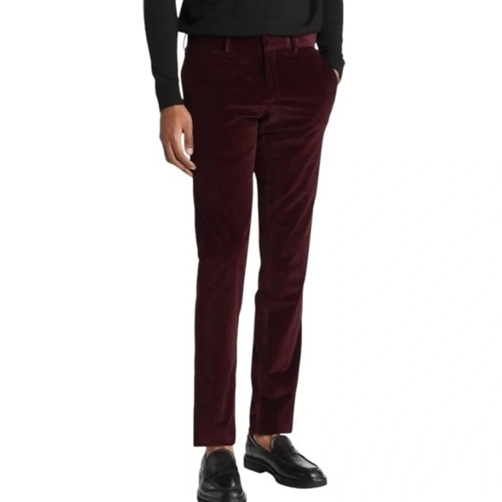 Ted‎ Baker London Rodger Extra Trim Fit Corduroy Pants in Burgundy Size 40R NWT